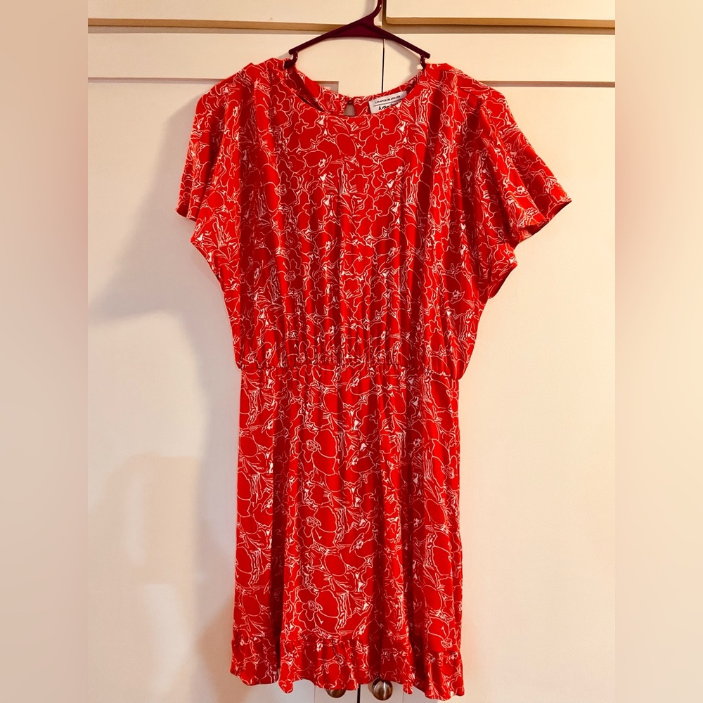 & other stories red and white pattern dress, size 6